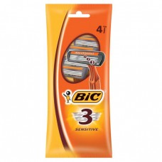 BIC 3 для ЧУВСТВ, кожи станок однораз, (4 шт, в пакете)