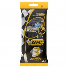 BIC 3 ACTION станок однораз, (4 шт, в пакете )
