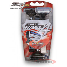 DORCO PACE4, однораз. ст. 3шт на бл., плав. головка с 4 лезвиями и увл. полосой, прорезин. ручка